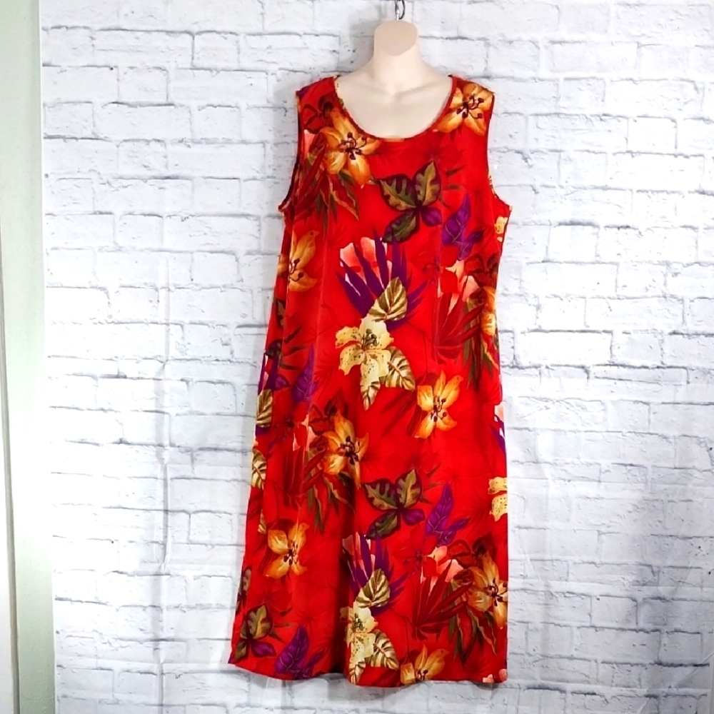 🔵BOGO FREE🔵 Maggie Sweet Maxi Dress Orange Floral Tropical Sleeveless Sz 1X